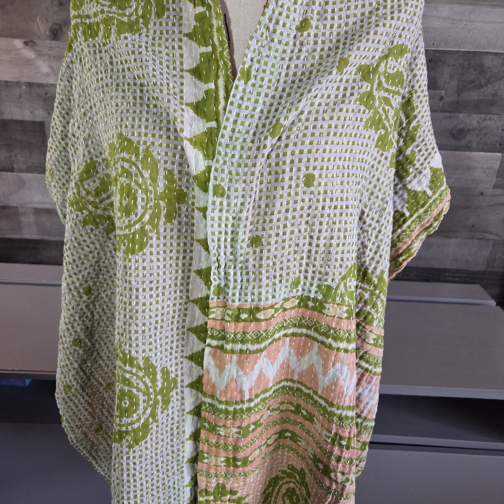 Colorful Patterned Kantha Scarf #71 - Picture 2 of 3